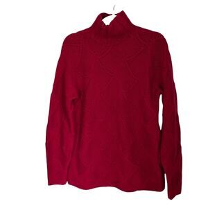 Daniel Bishop Women's Sz M 100% Cashmere Thick Red Sweater Crisscross Patch